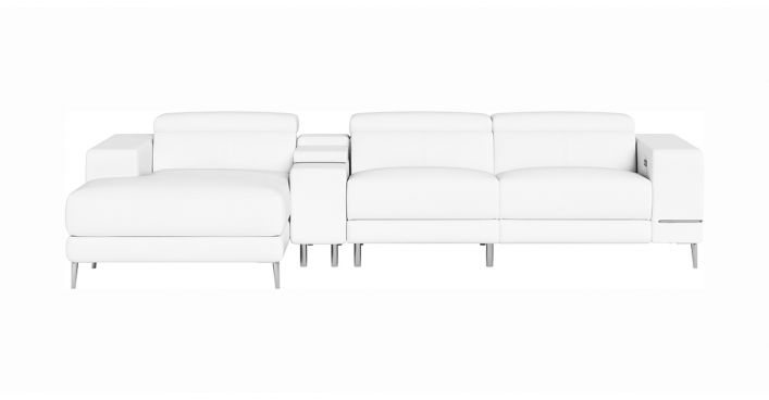 Bergamo Motion Left Sectional Sofa White