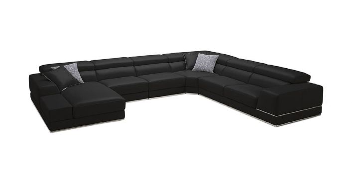 Bergamo Extended Left Sectional Sofa Black
