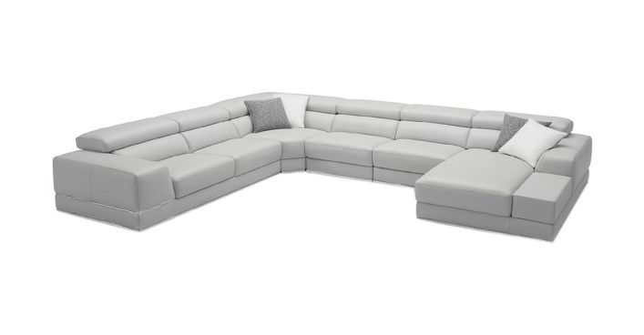 Bergamo Extended Right Sectional Sofa Light Gray
