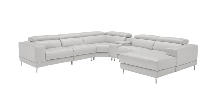 Bergamo Motion Extended Right Sectional Sofa Light Gray