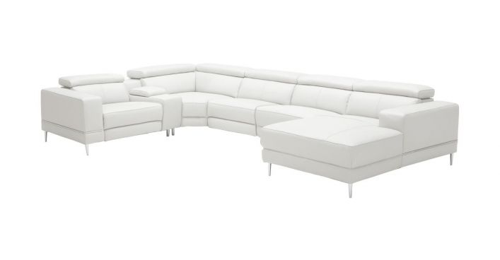 Bergamo Motion Extended Right Sectional Sofa White