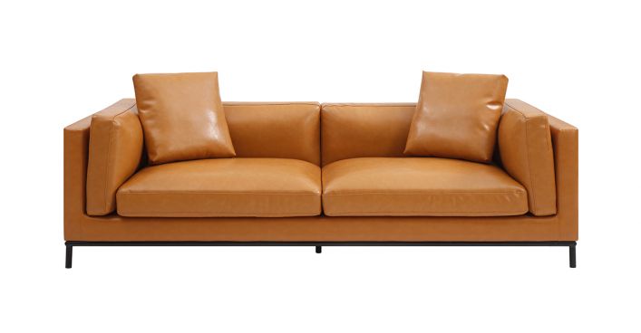 Gavin Tan Leather Sofa