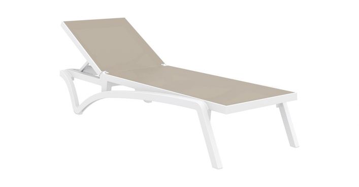 Mykonos Outdoor Deckchair Set of 2 White Taupe