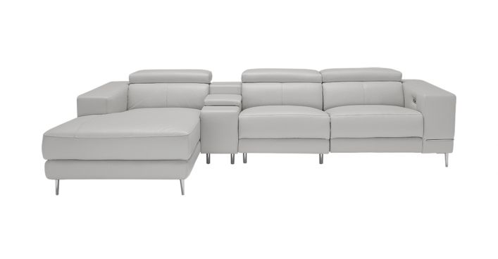 Bergamo Motion Left Sectional Sofa Light Gray