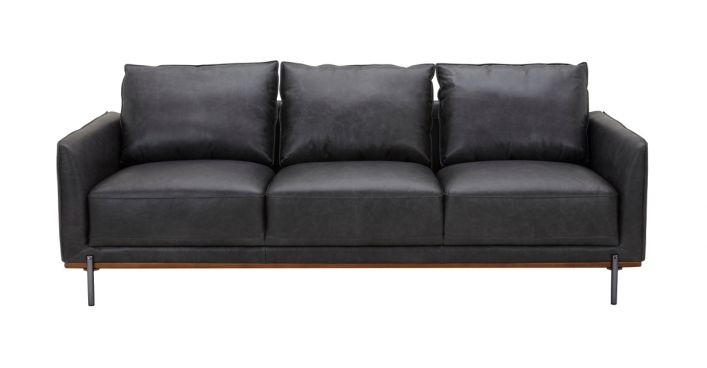 Sidney Leather Sofa Black 