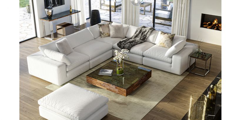 - Bloom Modani Furniture White Ottoman