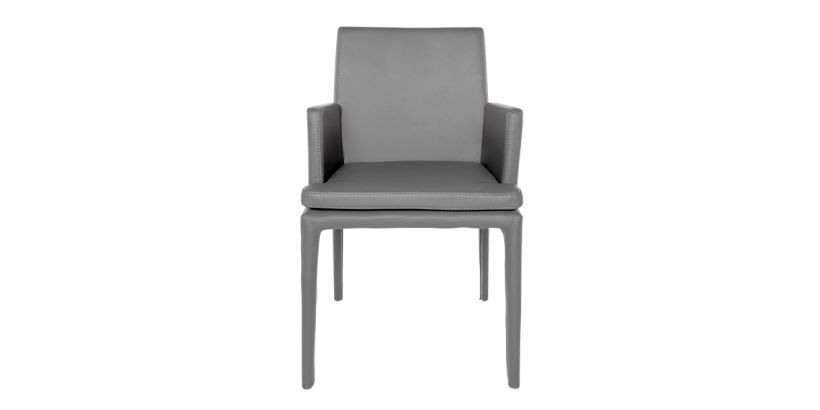 Camille Contemporary Dining Chair in Gorgeous Gray Leather