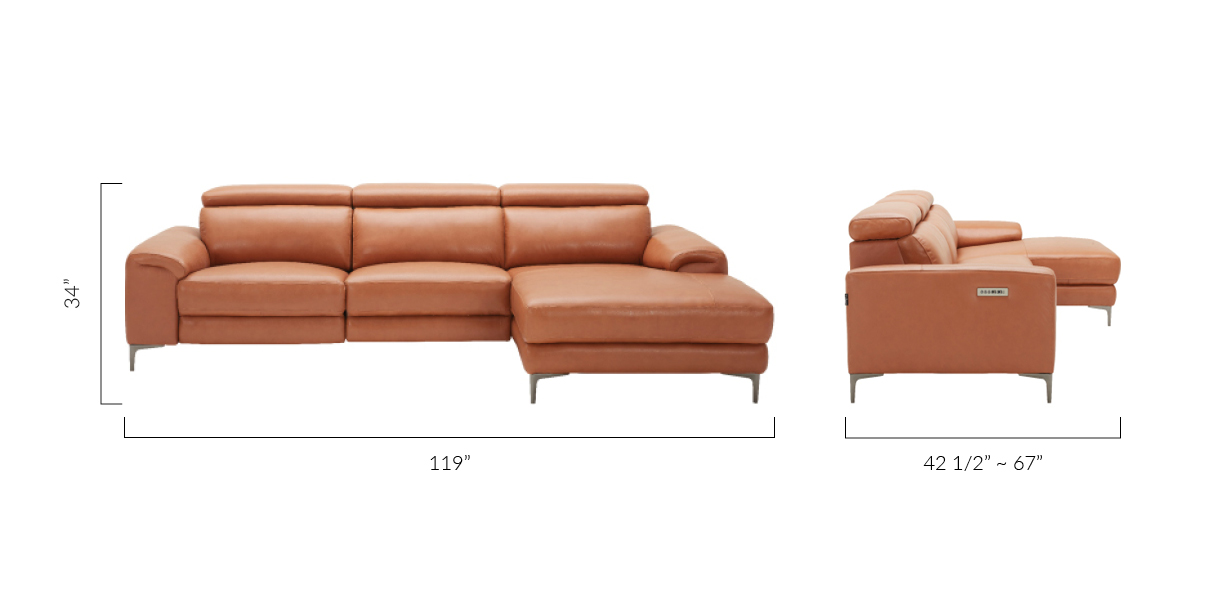 Thompson Sectional Sofa Right Brown, Dania Leather Sofa