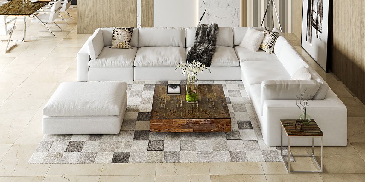 Bloom Extended Modular Sectional Sofa White, Bloom Ottoman White